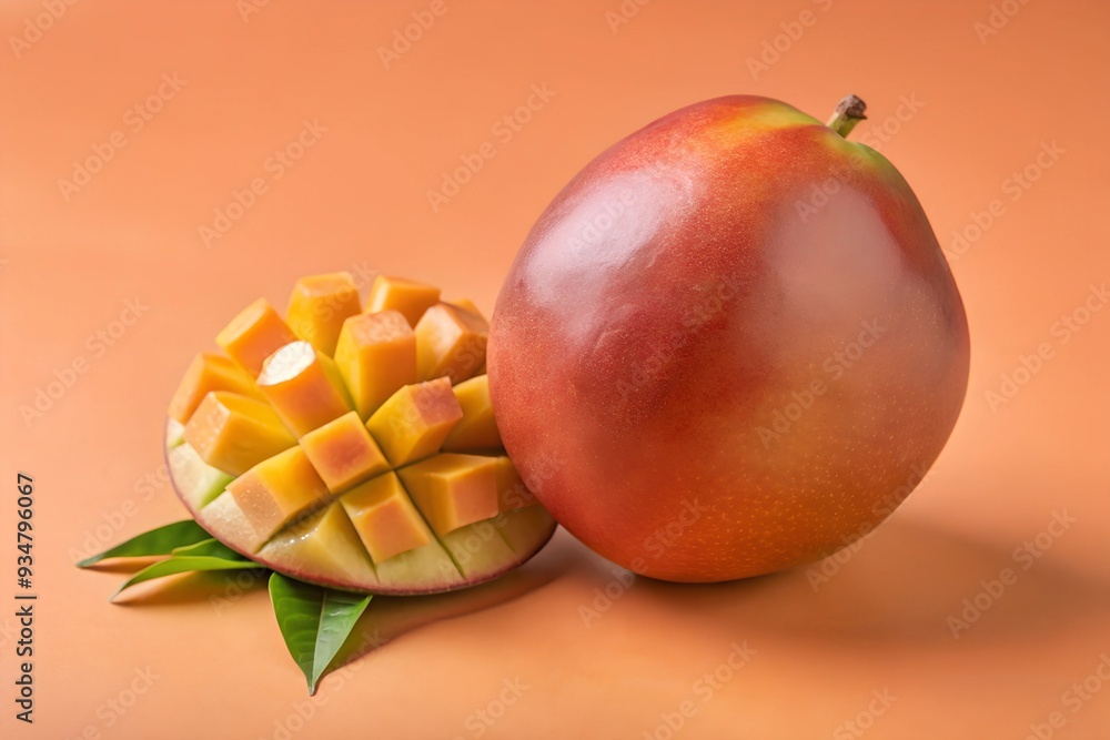 Ripe Mango Fruit on a Wooden Background Ripe Mango Fruit on a Wooden Background