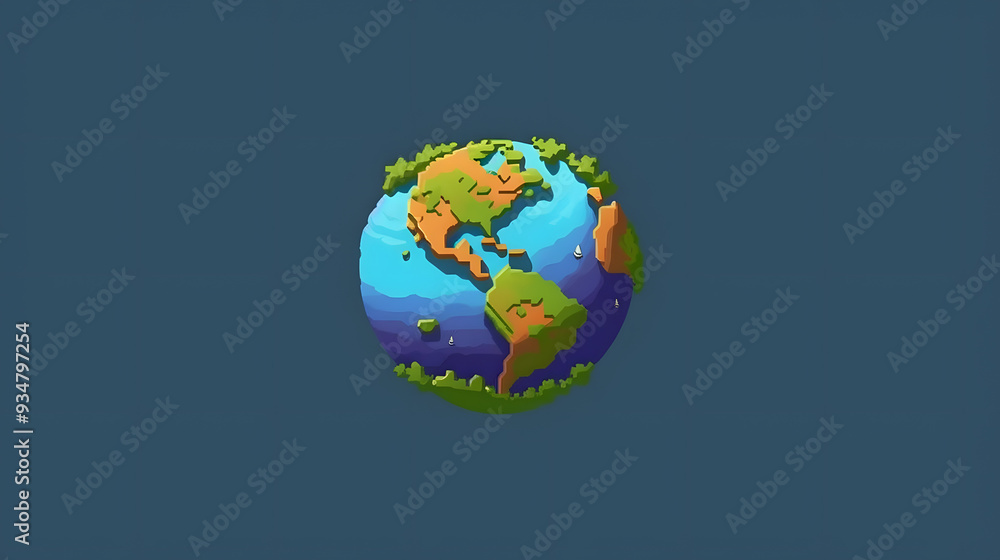 Fototapeta premium Earth game 3d icon pixel