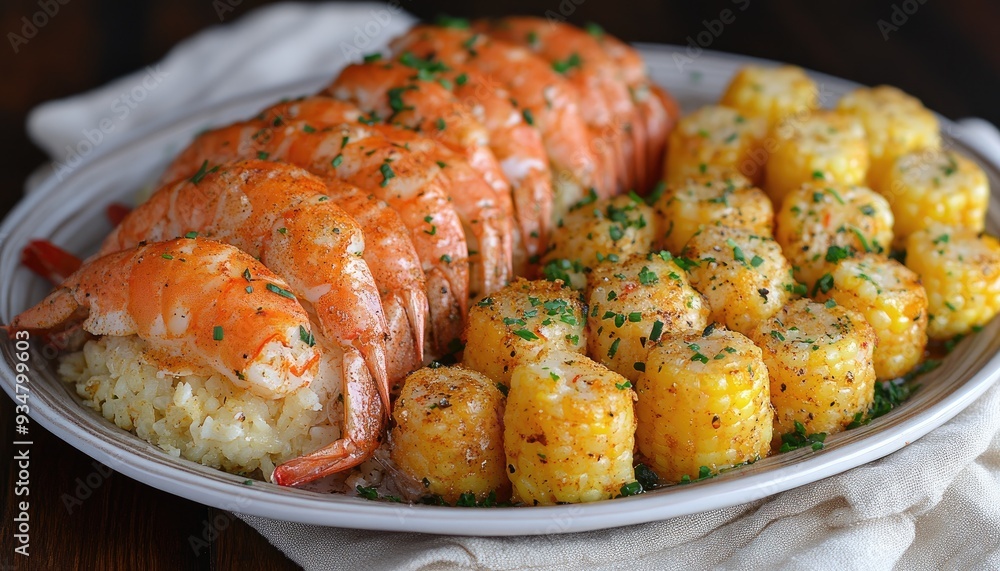 Grilled shrimp and corn on the cob. Perfect for use in food blogs and websites about healthy and delicious recipes. Grilled shrimp and corn on the cob. Perfect for use in food blogs and websites about healthy and delicious recipes.