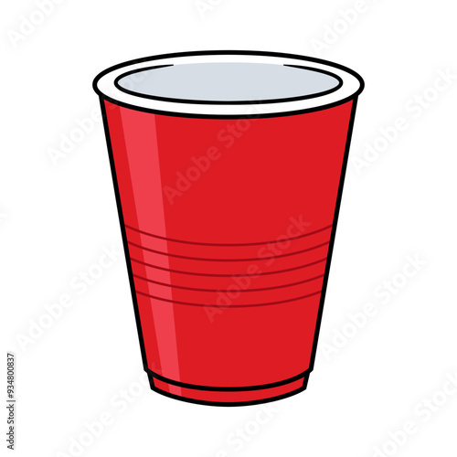 Vector Red Plastic Cup Illustration