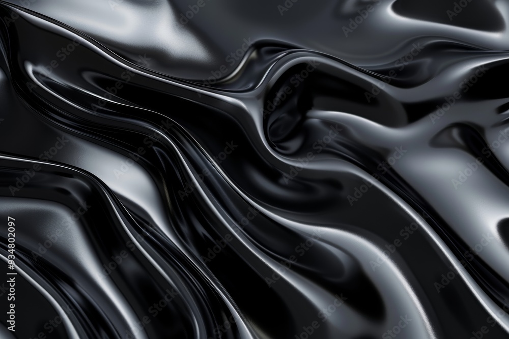 Fototapeta premium Abstract Black Draped Fabric with Shiny Surface
