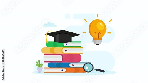 Graduate achievement university 2d video animation 4k clip