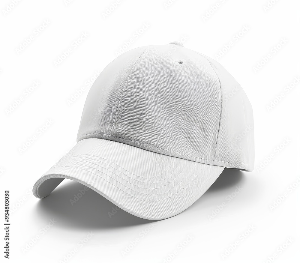 White Baseball Cap with Curved Bill and Stitching White Baseball Cap with Curved Bill and Stitching