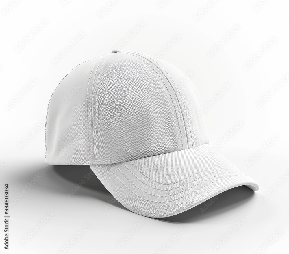 White Baseball Cap with Curved Brim and Stitching White Baseball Cap with Curved Brim and Stitching
