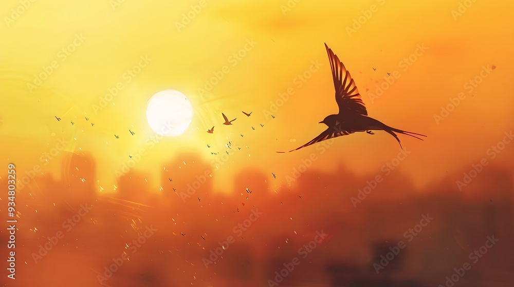 Fototapeta premium Bird flying to freedom. 