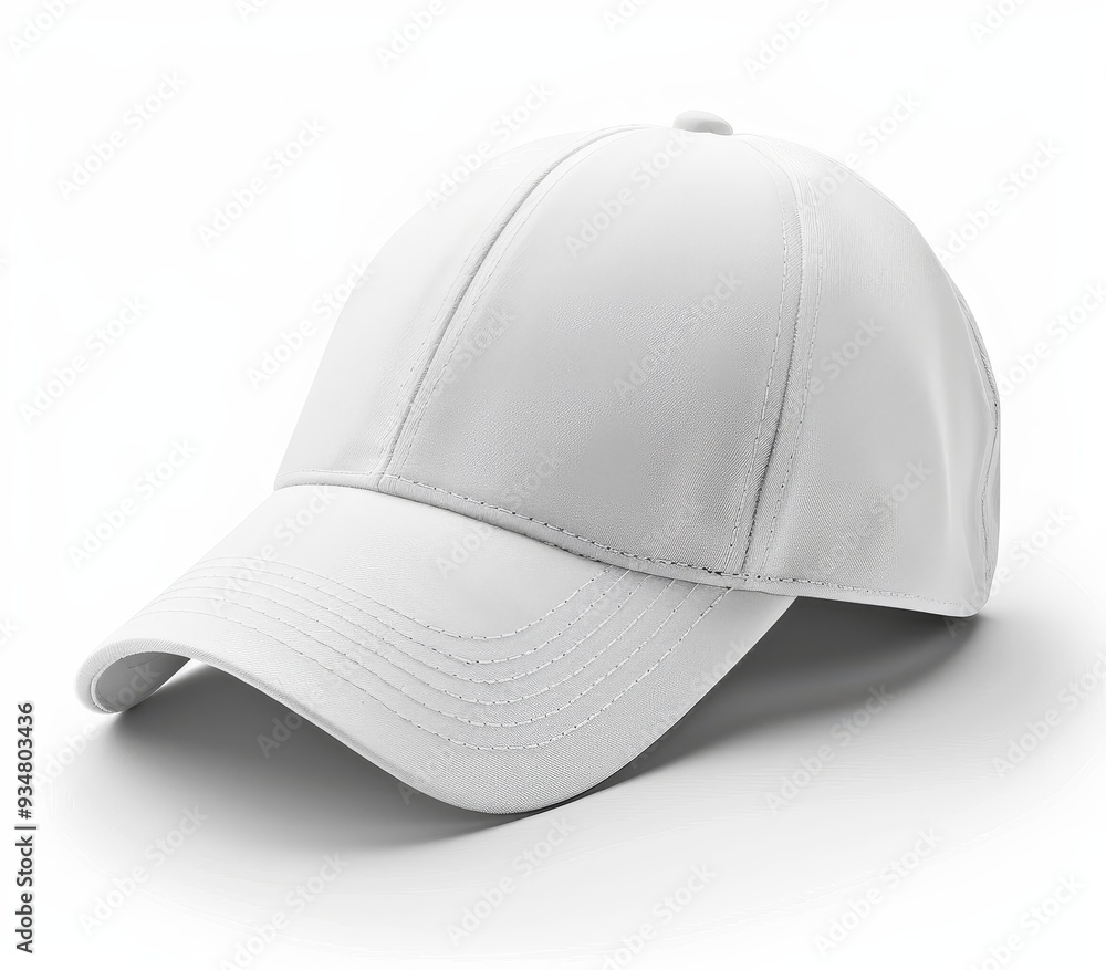 White Baseball Cap with Curved Brim and Stitching White Baseball Cap with Curved Brim and Stitching