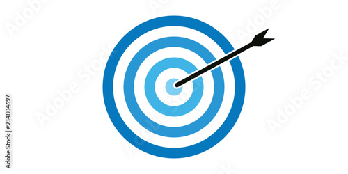 Blue shade bullseye dart target icon. Dart target goal marketing sign. Arrow dart logo vector. Winner dart sign.