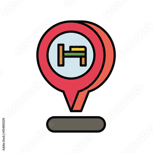 hostel color line icon with white background vector stock illustration