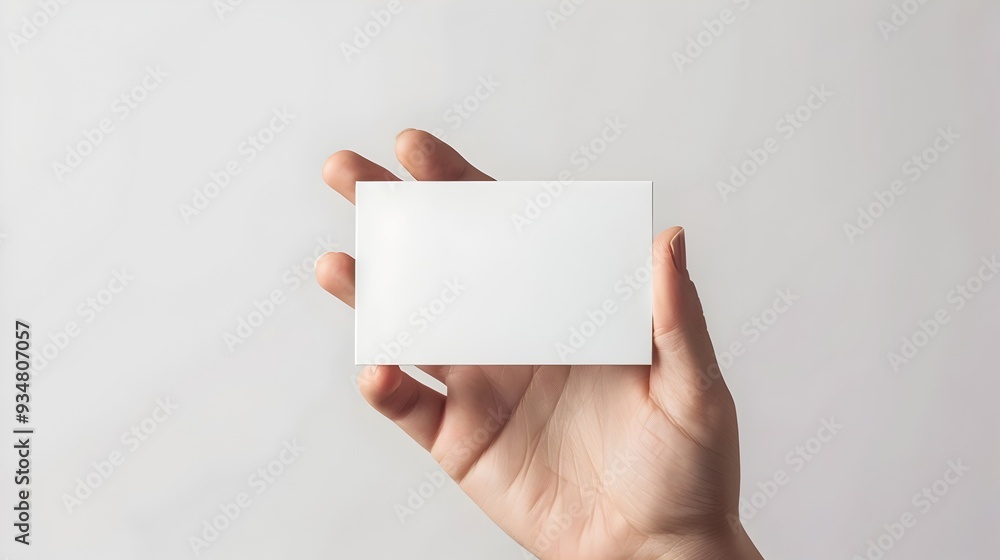 Blank White Credit Card on Woman's Hand Holding Skincare Product Package on Minimal Background Blank White Credit Card on Woman's Hand Holding Skincare Product Package on Minimal Background