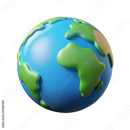 earth globe 3d cartoon style illustration