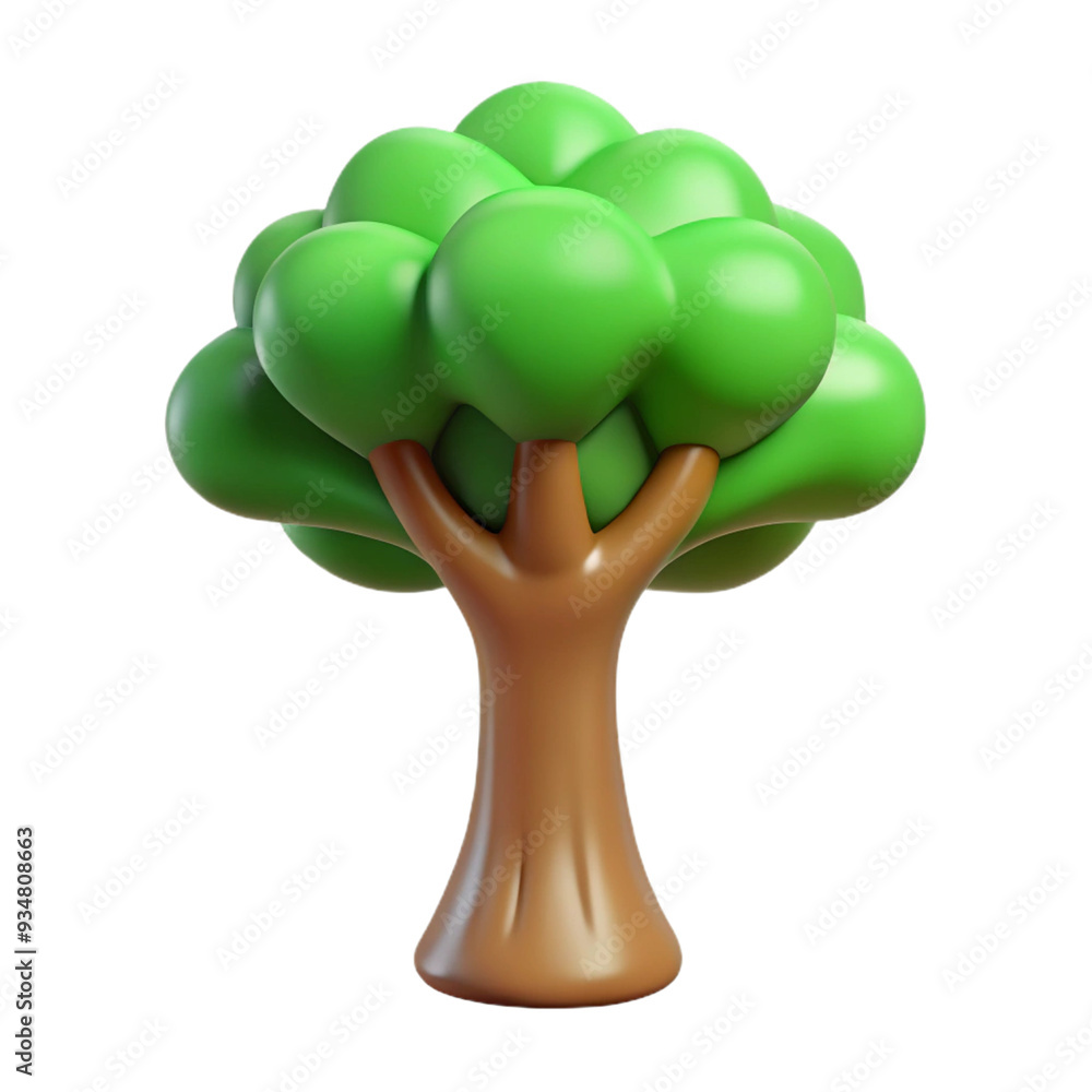 tree with leaves 3d cartoon style illustration tree with leaves 3d cartoon style illustration