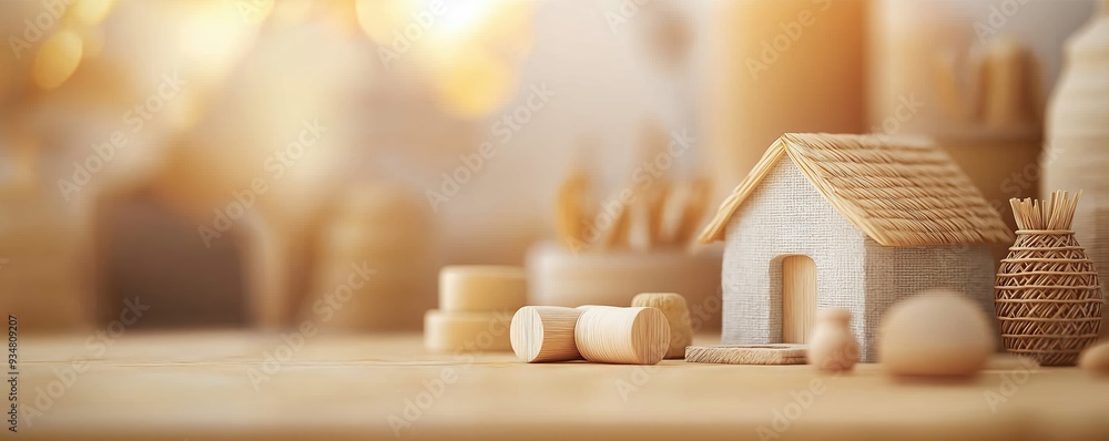 Fototapeta premium Lifestyle rooted in tradition, artisans crafting handmade goods, rustic village scene, 3D illustration