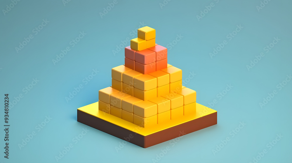 Naklejka premium Level Up game element 3d pixel cartoon