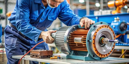 Wallpaper Mural Close up of an electric servo motor mechanic repairing various types of motors in a factory setting Torontodigital.ca