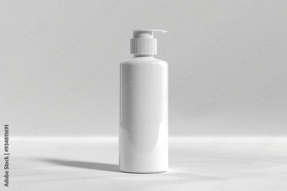 White Plastic Pump Bottle on a White Surface White Plastic Pump Bottle on a White Surface