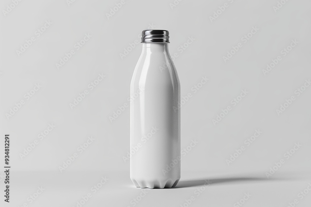 White Reusable Water Bottle with Silver Lid White Reusable Water Bottle with Silver Lid