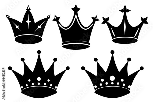 
Crown  silhouette vector set, Simple crown symbol bundle
