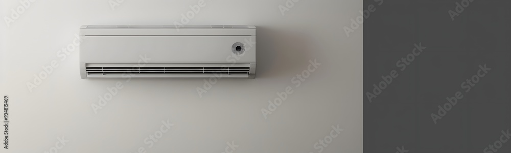 Air conditioner on white wall room interior background. Air conditioner on white wall room interior background.