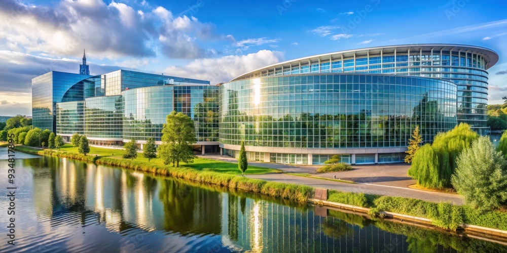 Fototapeta premium View of European Parliament buildings in Luxembourg Kirchberg, Europe, parliament, architecture, Luxembourg, Kirchberg, modern, design