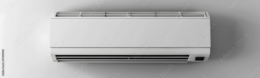 Air conditioner on white wall room interior background. Air conditioner on white wall room interior background.