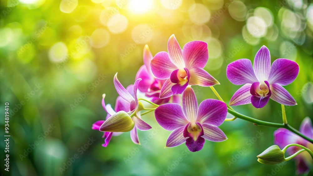 Beautiful Dendrobium orchid flower on a blurred green background, orchid, Dendrobium, flower, plant, beautiful, tropical, nature Beautiful Dendrobium orchid flower on a blurred green background, orchid, Dendrobium, flower, plant, beautiful, tropical, nature