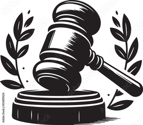 Gavel vector silhouette illustration