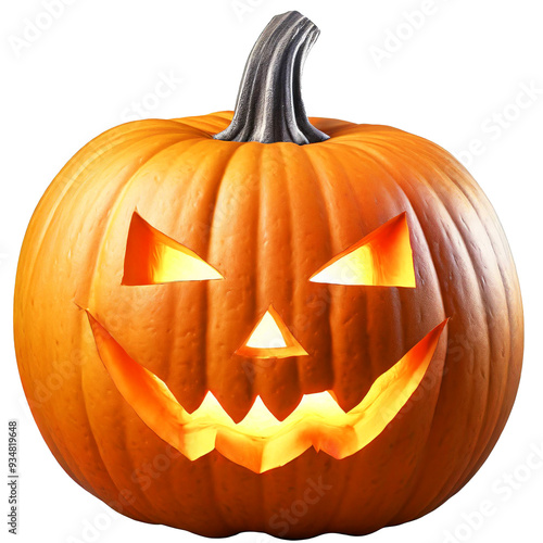 Obraz na płótnie halloween pumpkin isolated on transparent background, jack o lantern pumpkin with scary face carving w salonie