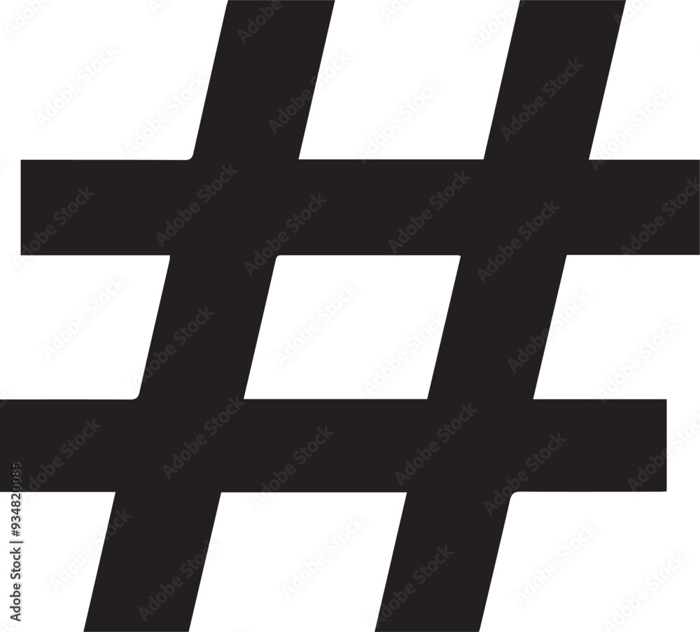 Fototapeta premium Hashtag vector silhouette illustration logo art