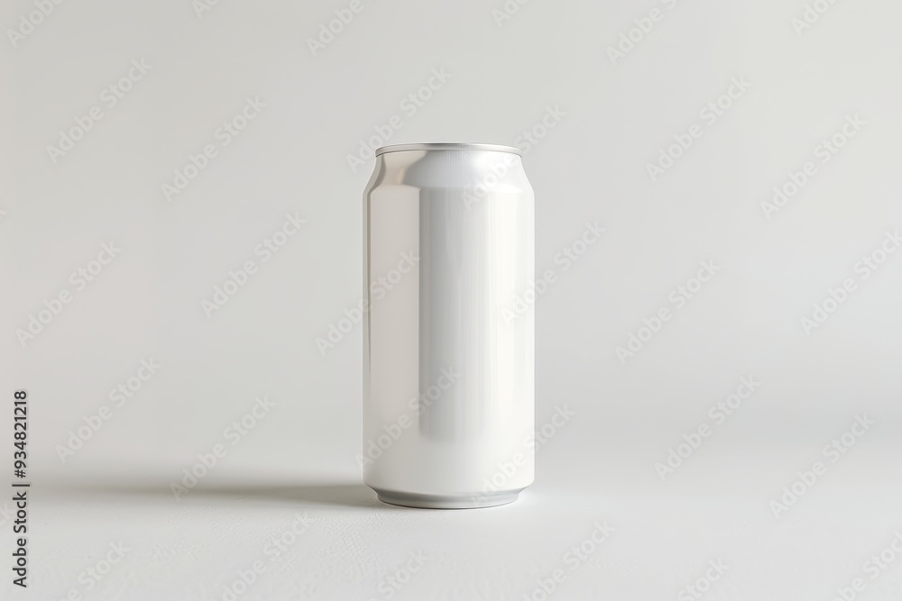 Single White Aluminum Can with Smooth Surface on White Background Single White Aluminum Can with Smooth Surface on White Background