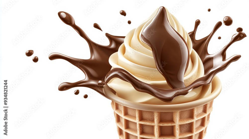 Vector illustration of isolated chocolate soft serve ice cream in a ...