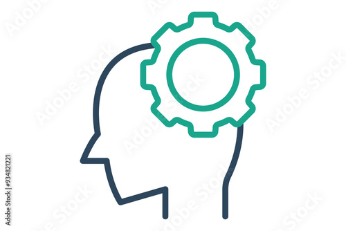 Capability icon. line icon style. head with gear. icon related to efficiency. productivity elements vector illustration