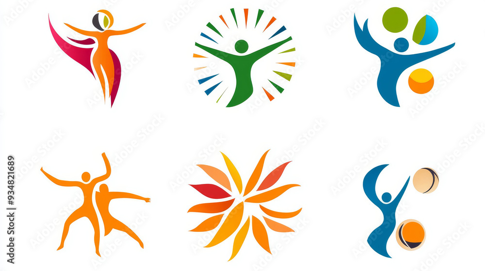 Standalone symbols and icons of people for peace or sports themes. Suitable for abstract emblems or design templates. Standalone symbols and icons of people for peace or sports themes. Suitable for abstract emblems or design templates.