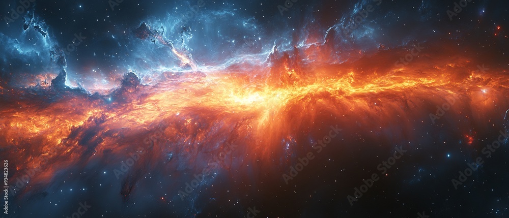 Closeup view of a black hole's event horizon where the 3D fabric of spacetime twists into impossible shapes and 2D cosmic particles hover on the brink of falling in Closeup view of a black hole's event horizon where the 3D fabric of spacetime twists into impossible shapes and 2D cosmic particles hover on the brink of falling in