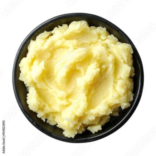 Mashed potato top view isolate on transparency background