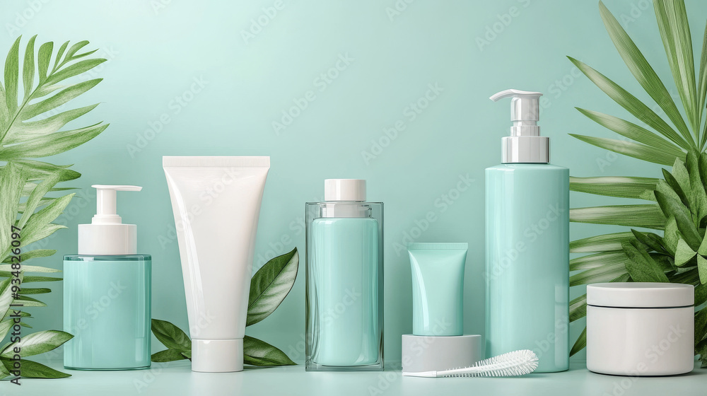 Vector illustration of blank 3D cosmetic containers and chemical plastic bottles, including a cream jar, cotton swabs, toilet or bath cleanser, soap dispenser, perfume atomizer, lotion tube, and shamp Vector illustration of blank 3D cosmetic containers and chemical plastic bottles, including a cream jar, cotton swabs, toilet or bath cleanser, soap dispenser, perfume atomizer, lotion tube, and shamp