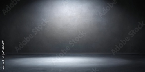 Perspective floor backdrop for product display in black studio with gray gradient spotlight background