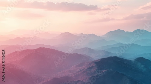 Pastel-hued mountains in the distance, their colors blending softly with the sky, evoking a mirage-like illusion.