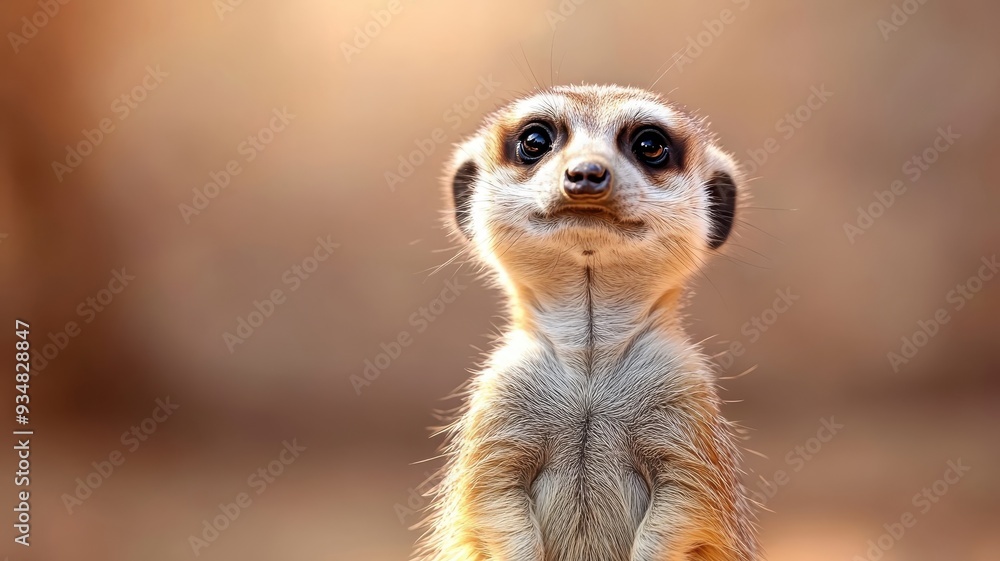 Close-up of a meerkat in a studio, soft lighting highlighting intricate fur details and its inquisitive expression. Close-up of a meerkat in a studio, soft lighting highlighting intricate fur details and its inquisitive expression.