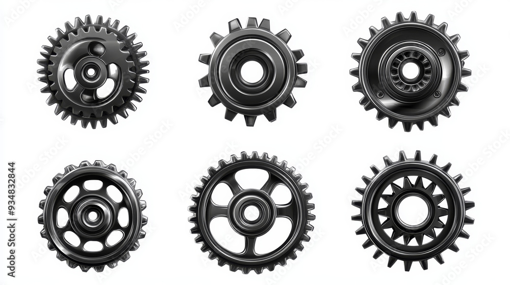 A set of pinions and gears isolated on a white background, perfect for machinery and mechanical design applications. A set of pinions and gears isolated on a white background, perfect for machinery and mechanical design applications.