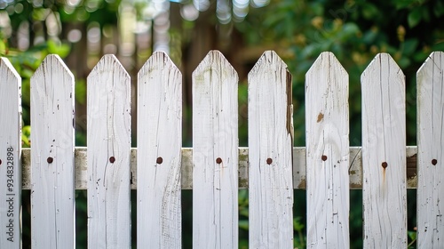 Rustic white picket fence