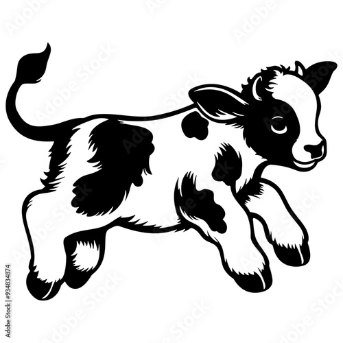 Cute little calf vector silhouette design. Easy to use. Isolated on white background.