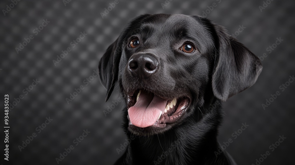Black Labrador Retriever Dog Portrait with Open Mouth and Tongue Out Black Labrador Retriever Dog Portrait with Open Mouth and Tongue Out