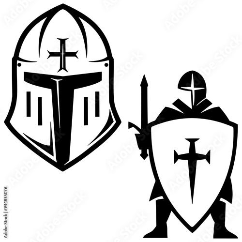 Knight helmet vector silhouette design