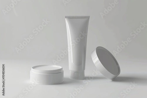 White Cosmetic Containers on a White Background