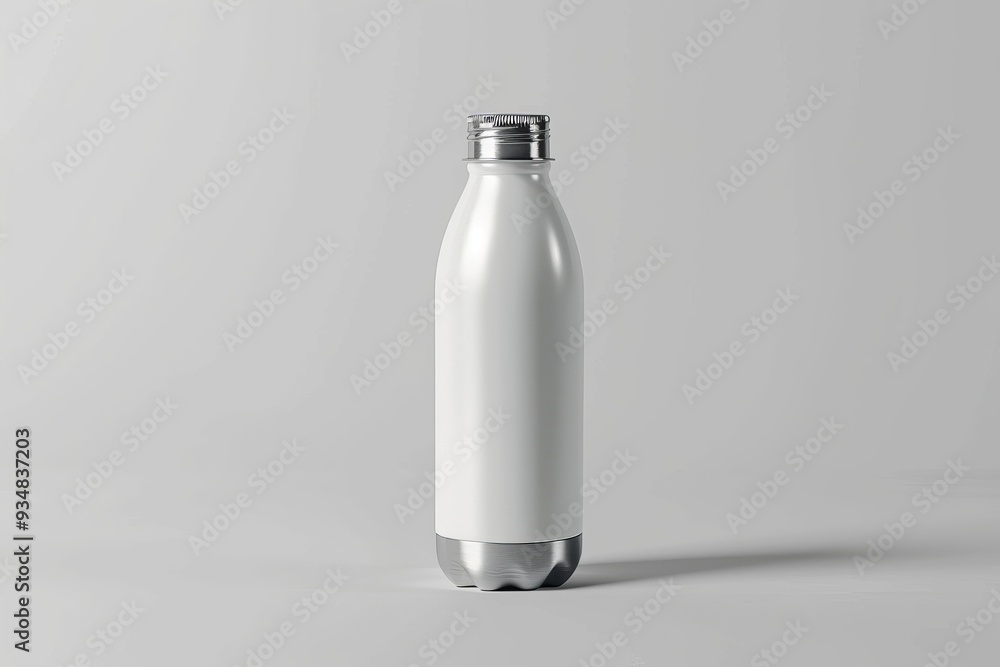 White Stainless Steel Water Bottle with Silver Lid White Stainless Steel Water Bottle with Silver Lid
