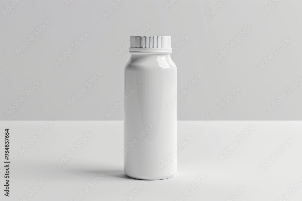 White Plastic Bottle with Lid on a White Surface White Plastic Bottle with Lid on a White Surface