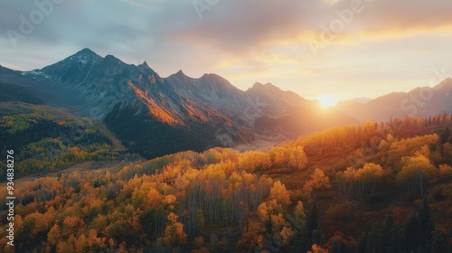 Breathtaking view of mountains during sunset, featuring vibrant autumn colors and serene natural beauty.