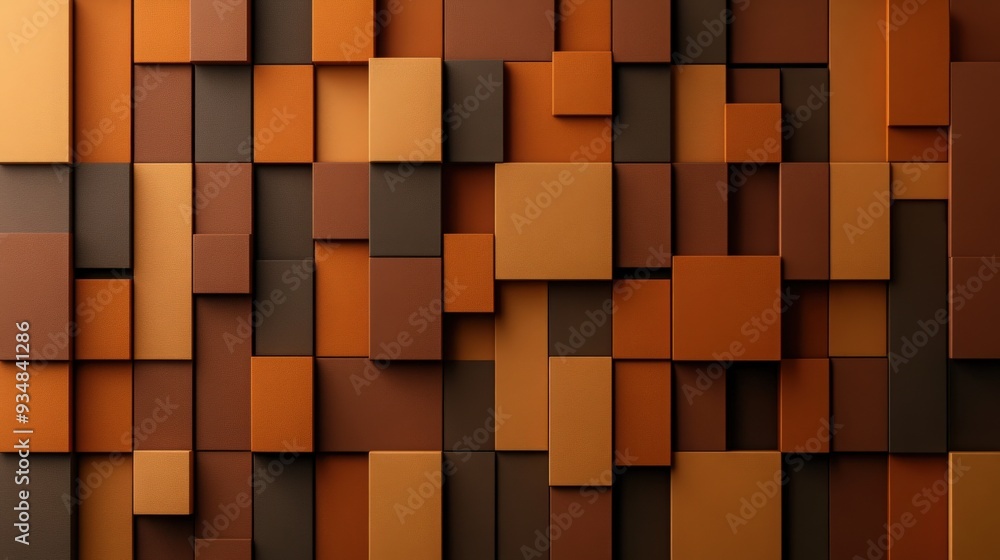 Abstract pattern of overlapping brown and orange squares, creating a modern and stylish textured background for design projects. Abstract pattern of overlapping brown and orange squares, creating a modern and stylish textured background for design projects.