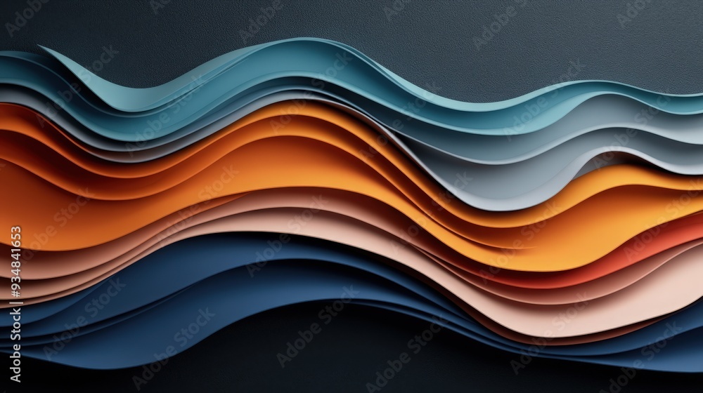 Fototapeta premium Abstract wave patterns in vibrant colors create a dynamic and modern aesthetic suitable for various design projects.