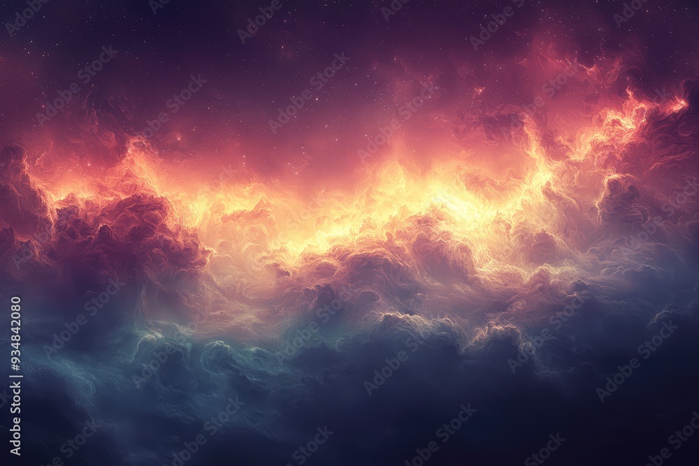 Fototapeta premium Dramatic sunset sky with colorful clouds